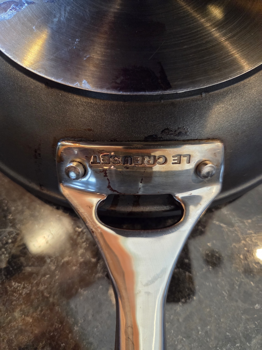 Le Creuset Stainless Steel Handle Skillet - Black Exterior
